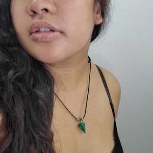 Dainty Stone Necklace Choker Boho Hand Crafted Green Tiger Stripe NEW